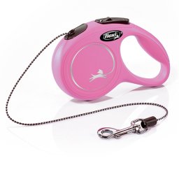 Lesa pentru pisici Flexi New Classic, retractabila, marimea XS, 3m/8kg, Roz