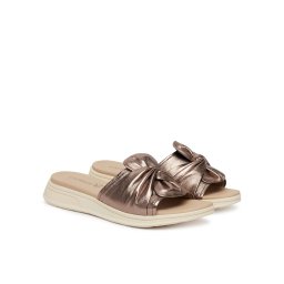Papuci dama din piele naturala, Caprice 9-27208-46 398 BROWN METALLIC, maro