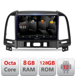 Navigatie Hyundai Santa Fe 2006-2011 Android 12 8GB RAM 128GB QLED 2K