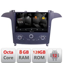 Navigatie Android Ford S-Max 2006-2014 Nakamichi 8GB RAM 128GB CarPlay