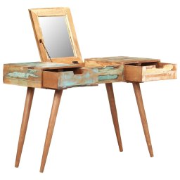 Masa de toaleta cu oglinda, 112x45x76 cm, lemn masiv reciclat GartenMobel Dekor