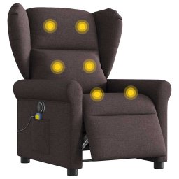 Fotoliu electric de masaj rabatabil, maro închis, textil GartenMobel Dekor