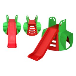 Tobogan pentru copii cu tunel MyKids 130 cm, verde-rosu, interior/exterior