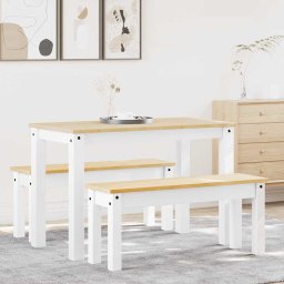 Set de sufragerie din 3 piese PANAMA din lemn masiv de pin alb GartenMobel Dekor