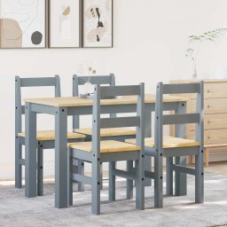 Set de sufragerie din 5 piese PANAMA din lemn masiv de pin gri GartenMobel Dekor