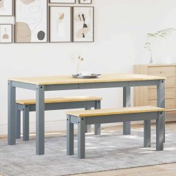 Set de sufragerie din 3 piese PANAMA din lemn masiv de pin gri GartenMobel Dekor