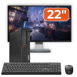 Pachet PC Second Hand Lenovo ThinkCentre M720s SFF, Intel Pentium Gold G5600 3.90GHz, 8GB DDR4, 256GB SSD NVMe + Monitor 22" + cadou tastatura si mouse OptimX Pro KM500 NewTechnology Media