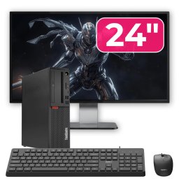 Pachet PC Second Hand Lenovo ThinkCentre M720s SFF, Intel Pentium Gold G5600 3.90GHz, 8GB DDR4, 256GB SSD NVMe + Monitor 24" + cadou tastatura si mouse OptimX Pro KM500 NewTechnology Media