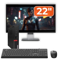 Pachet PC Second Hand Lenovo ThinkCentre M720q MiniPC, Intel Core i7-8700T 2.40 - 4.00GHz, 8GB DDR4, 256GB SSD NVMe + Monitor 22" + cadou tastatura si mouse OptimX Pro KM500 NewTechnology Media