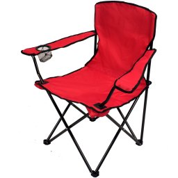 Scaun pliabil pentru camping si pescuit Sersimo, cu suport pahar, rosu