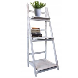 Biblioteca pliabila din lemn gri cu 3 rafturi, tip scara, 42x109x39 cm