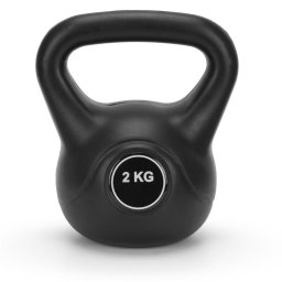 Kettlebell fitness 2 kg cu invelis ABS rezistent, maner ergonomic, negru
