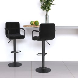 Scaune de bar, 2 buc., negru, material textil GartenMobel Dekor