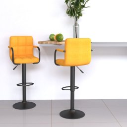 Scaune de bar, 2 buc., galben mustar, material textil GartenMobel Dekor