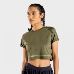 SQUATWOLF Tricou pentru femei Flux CropTop Khaki M