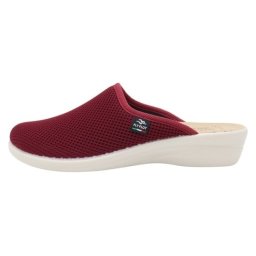 Saboti dama, bordo, ortopedici, de casa, textil, cu interior din piele naturala, talpa joasa, Fly Flot T4-368-FE-6014-Bordo (Marime: 38)