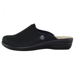 Saboti dama, negru, ortopedici, de casa, textil, cu interior din piele naturala, talpa joasa, Fly Flot T4-368-FE-Negru (Marime: 40)