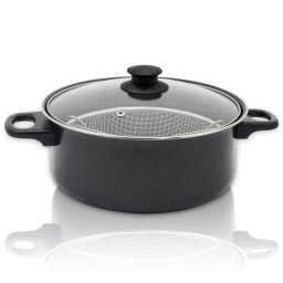 Cratita cu cos de prajit și capac ESPERANSA ES 1213 F, 1,8 l, 24 cm, Negru