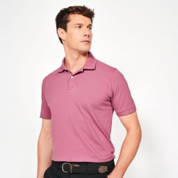 Tricou Polo de golf din bumbac și poliester MW500 Roz închis Bărbați