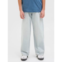 Jack & Jones Blugi baieti, RON, cu talie inalta si croiala Extra Baggy fit, Albastru deschis (SELECTATI MARIMEA: 146 cm)