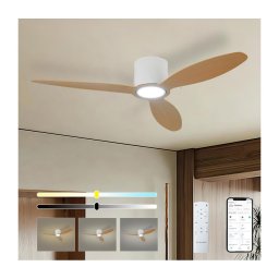 ZEVENTI - Ventilator de tavan VENTORA LED/24W/230V Wi-Fi Tuya alb/stejar + telecomandă