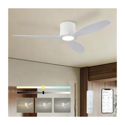 ZEVENTI - Ventilator de tavan LED VENTORA, 24W/230V, Wi-Fi Tuya, alb, cu telecomandă