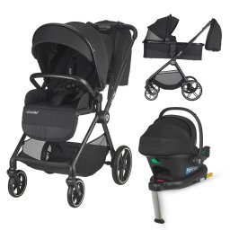 Carucior modular 4 in 1 Coccolle Lissia Anthracite cu Scoica auto iSize Coccolle Knox Black si Baza isofix iSize Coccolle Knox