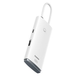 Hub USB Type-C Baseus Lite, USB 3.0 x 3 - USB Type C x 1 - HDMI x 1 (4K/30Hz), Alb WKQX040002