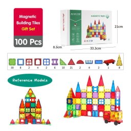 Set de constructie magnetic 3D - 100 piese