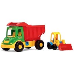 Set de Jucarii Wader, Camion cu Basculanta si Excavator Buggy, 38x25x20 cm, varsta peste 1 an, Multicolor