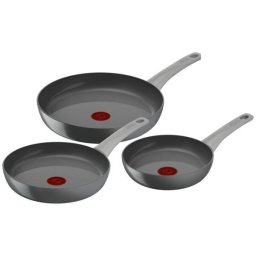 Set de 3 tigai Tefal Renew On, 20/24/28 cm, 100% aluminiu reciclat, indicator Thermo-Signal, compatibil cu inductia, invelis ceramic, gri