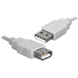 Cablu USB 2.0, USB-A/M la USB-A/F, gri, 5 m