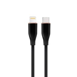 Cablu silicon USB 2.0 type C la iPhone Lightning 1.5m Negru, Gembird CC-USB2S-CM8PM-1.5M-BK