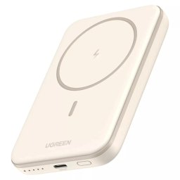 Baterie externa Ugreen PB560, 5000mAh, 15W, magnetica, USB Type-C input/output, compatibila MagSafe, bej