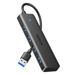HUB extern Ugreen, "CM219" porturi USB: USB 3.0 x 4, conectare prin USB 3.0, aluminiu, lungime 15 cm, gri, "25851