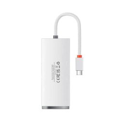 HUB extern Baseus Lite, porturi USB: USB 3.0 x 4, conectare prin USB Type-C, lungime 2m, alb, "WKQX030502