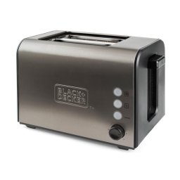 Prajitor de paine Black&Decker BXTO900E, 900 W, 2 Felii, 7 trepte prajure, corp din otel, Argintiu