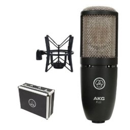 Microfon Condensator, AKG, P220, XLR-3 pini, Husa/Suport, Negru
