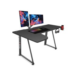 Birou gaming de colt, Huzaro Hero 7.7, dimensiuni 160 x 100 cm, Picioare ajustabile, Suport casti si pahar, Metal/Carbon, Negru