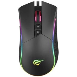 Mouse gaming, Havit, GAMENOTE MS1001S RGB, pentru dreptaci, USB-A, 800-4800 DPI, Negru