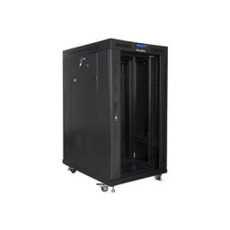 Cabinet Rack Lanberg FF01-8022-12BL, Free-standing, 19 inch, 22U, dimensiune operationala 800 x 1000 mm, usa sticla securizata, Negru