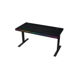 Birou Gaming Lorgar LRG-DP80W, reglare electrica inaltime, iluminare RGB, incarcator wireless, panou de control si porturi USB, blat din melamina PB, Negru