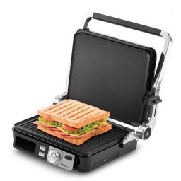 Grill-gratar electric de contact, Ufesa K2/72105956, 2000 W, 5 programe, 3 niveluri de gatire, Inox-Negru