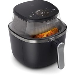 Friteuza fara ulei Philips Airfryer Seria 3000 NA331/00, compact digital, 1700 W, capacitate 6.2L, afisaj digital, fereastra, 16-in-1 functii de gatire, 12 programe presetate, curatare usoara, Negru-Argintiu