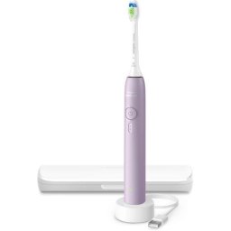 Periuta de dinti sonica Philips Sonicare 3100 HX4033/27, 3 intensitati, senzor de presiune, geanta de calatorie, Liliac