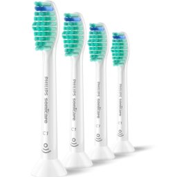 Set de 4 capete Philips Sonicare C1 ProResults Plaque Defence Medium Soft HX6014/87, Rigiditate moale-mediu, Dimensiune standard, Alb