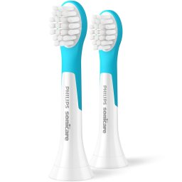 Set de 2 capete pentru copii Philips Sonicare Compact Soft HX6032/90, Rigiditate medie, Dimensiune compacta, Aqua White, Alb-Albastru