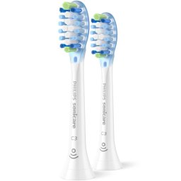 Set de 2 capete Philips Sonicare C3 Premium Plaque Defence Medium Soft HX9042/87, Rigiditatea perilor moale-mediu, Dimensiune standard, Alb