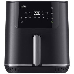 Friteuza cu aer cald, fara ulei, Braun MultiFry 5 HF5034,1700W, 6 L, tehnologie RealOven, 8 programe automate, sertar si grill cu invelis ceramic fara PFAS, temperatura ajustabila, ecran digital, oprire automata, Negru