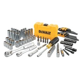 Set chei tubulare cu 108 piese DeWALT DWMT73801-1, tehnologie DirectTorque pentru rezistenta la uzura, crom rezistent la coroziune, 1/4 si 3/8 inch, clichet 72 dinti pentru spatii inguste, marcaje gravate